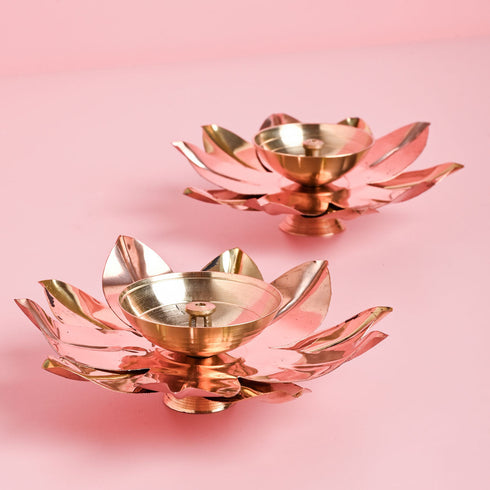 Samskara Home Kusum Metal Diyas (Set Of 2)